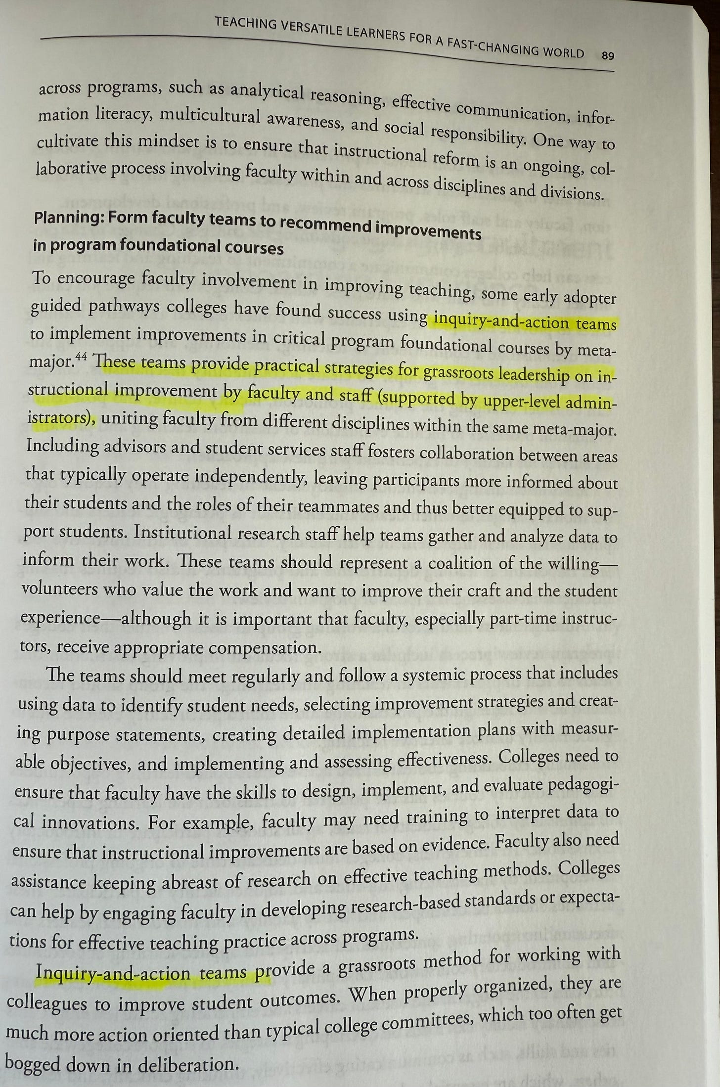 Inquiry and action teams excerpt from the book.