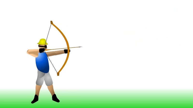 The player drawing their bow back in Apple Shooter