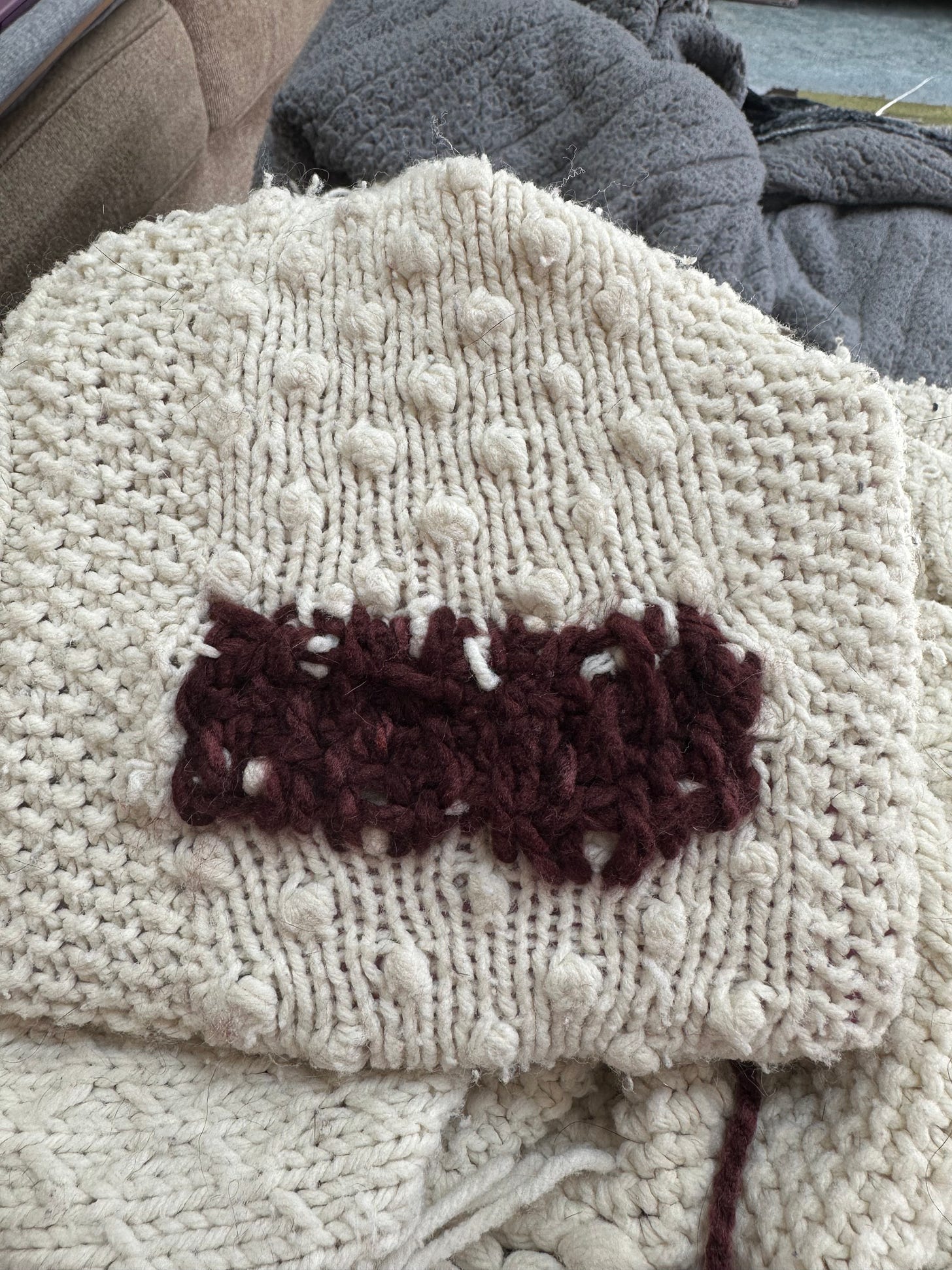 darning to repair an afghan