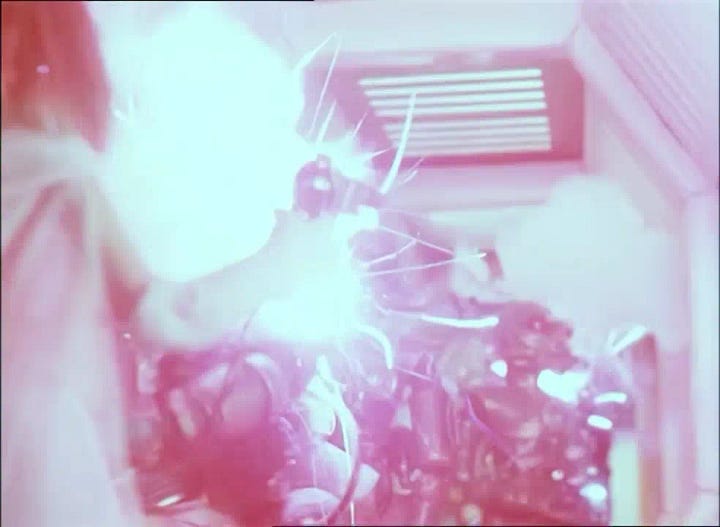 Shiro Hagen and Barry Hercules battle termoids aboard X Bomber