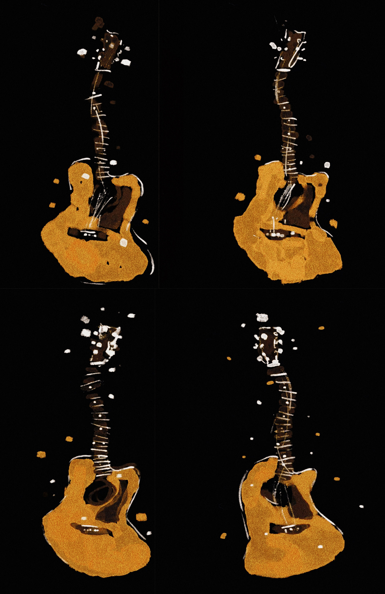 quatro figuras de violões ilustrados
