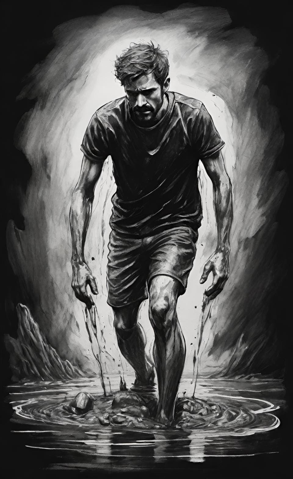 Man walking in mud