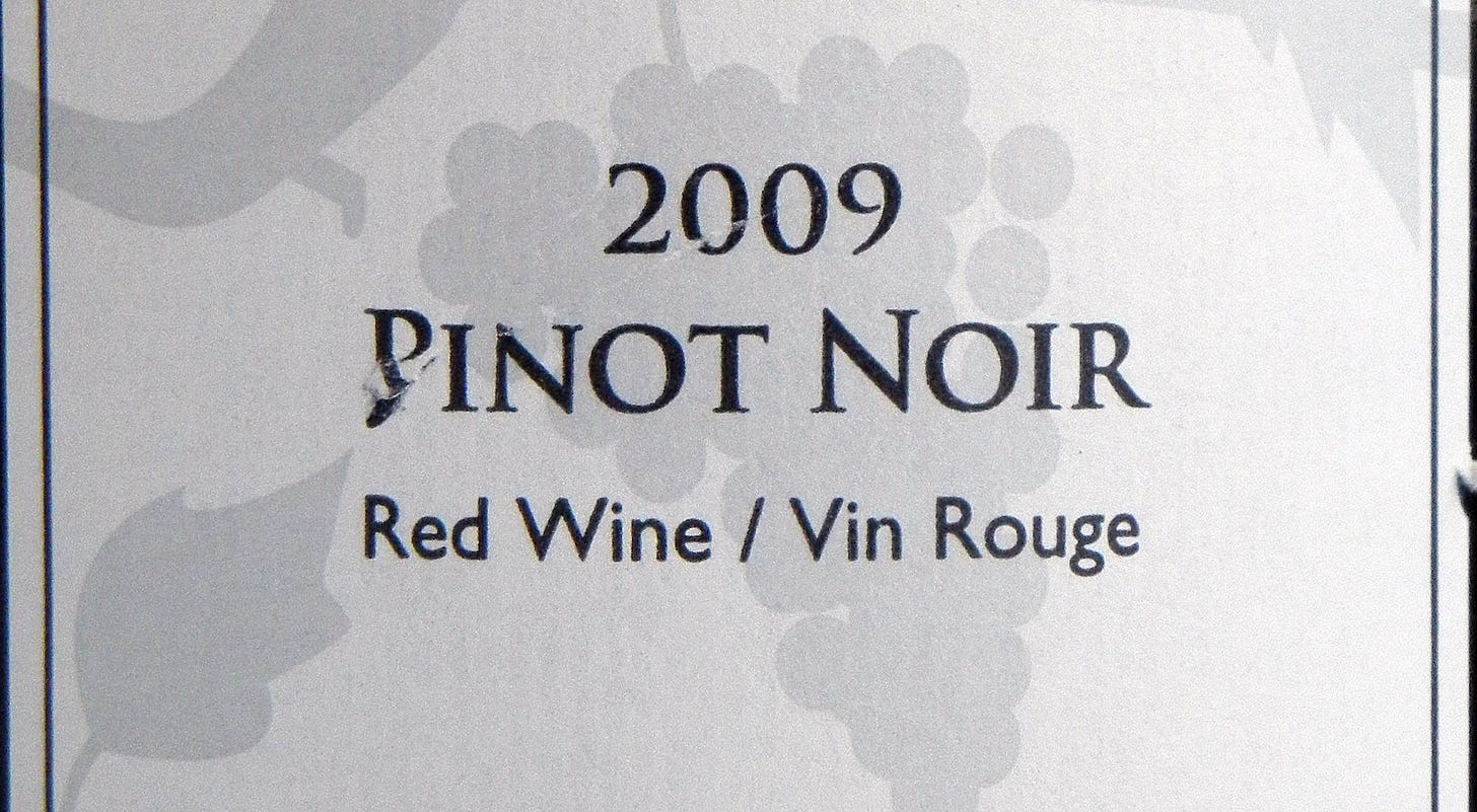 Skimmerhorn Pinot Noir 2009 Label Detail