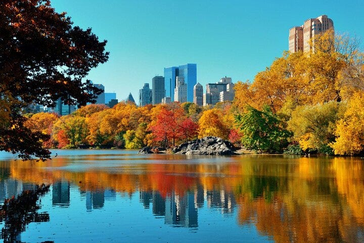 Fall in Central Park in the center of Manhattan in New York.