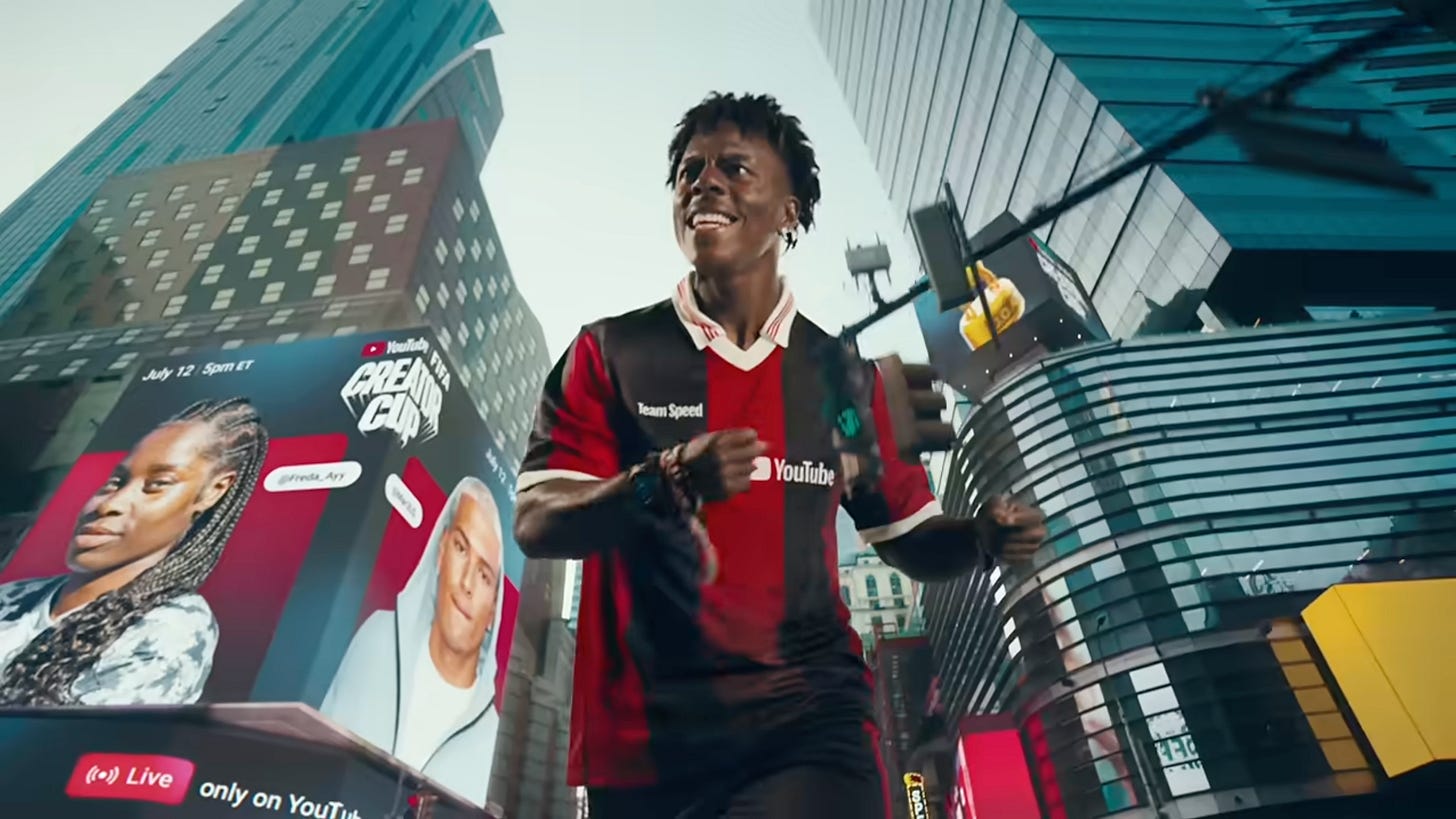 I Show Speed streamer running through the streets of New York as part of YouTube's Creator Cup