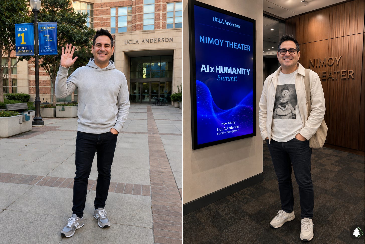 AI generated Image of Jeremy Pepper at UCLA Anderson courtyard and UCLA Nimoy Theater AI generated Image of Jeremy Pepper at UCLA Anderson courtyard and UCLA Nimoy Theater