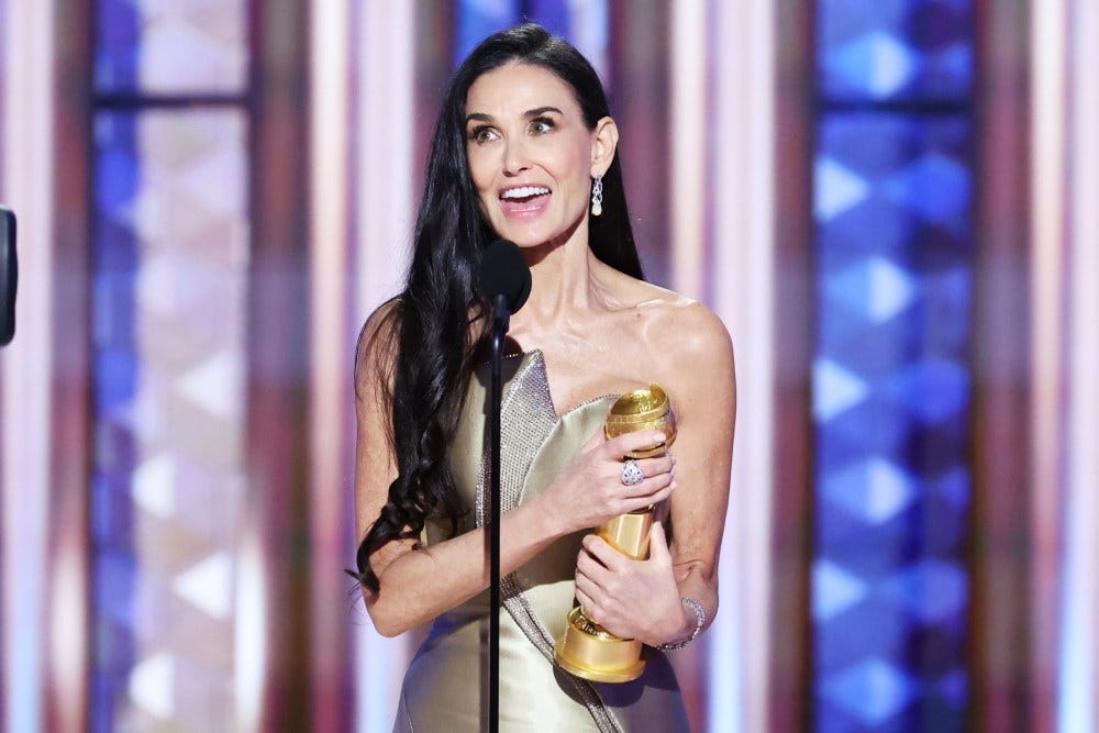 Demi Moore Wins Golden Globe for Best Actress in Musical or Comedy