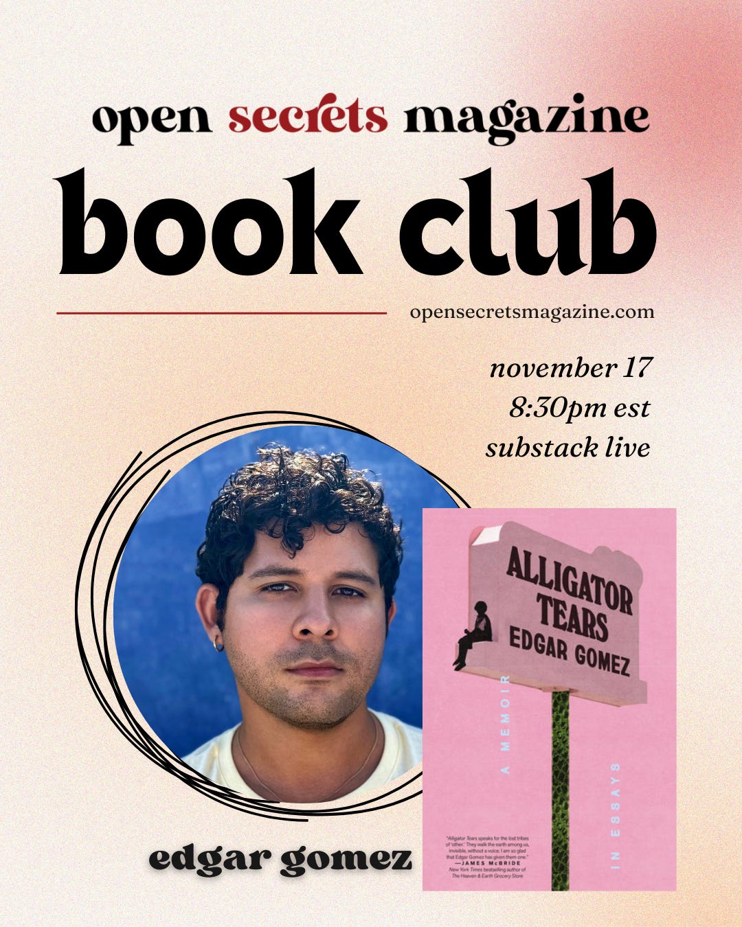 open secrets magazine book club november 17 8:30 pm substack live