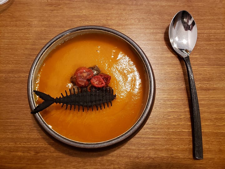 How can you resist the carrot soup or the pear cheesecake that look like this?