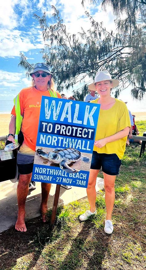 Amanda Camm MP and community members walk to protect North Wall Beach at Mackay Harbour.