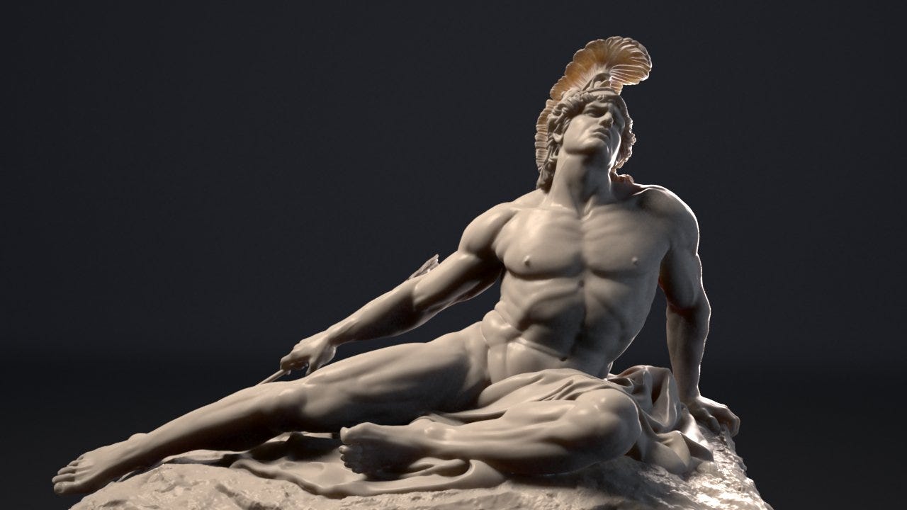 Faces of Ancient Europe on Twitter: "Dying Achilles. Based on the statue  done in the 19 century by German Master sculptor Ernst Herter at Achilleion  palace on the island of Corfu, Greece. #