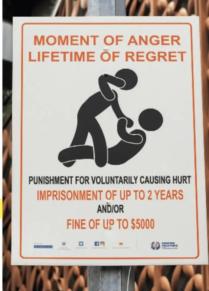 One of Singapore’s many police warning signs