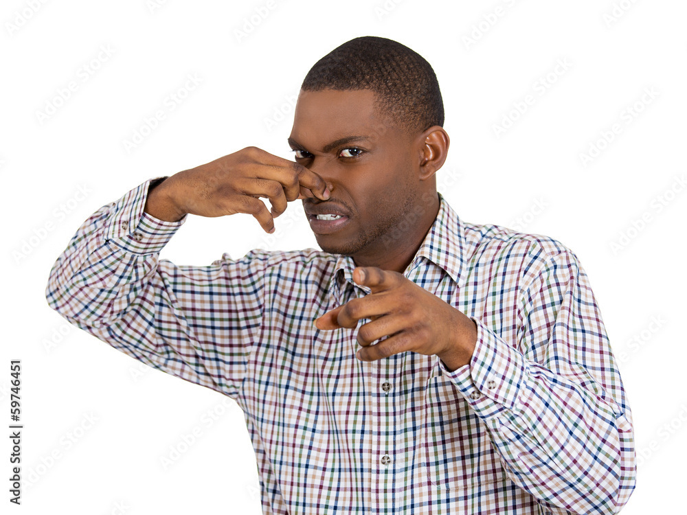 Man pinches nose, pointing at you, something stinks,bad smell Stock Photo |  Adobe Stock
