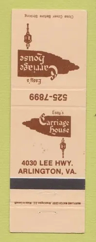 Matchbook Cover - Essy's Carriage House Arlington VA - Picture 1 of 1 Matchbook Cover - Essy's Carriage House Arlington VA - Picture 1 of 1