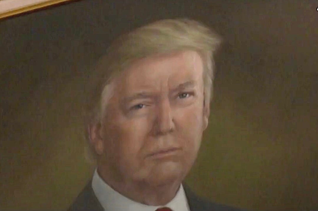 Image: Commissioned portrait of Donald Trump by Sarah Boardman, hanging in the Colorado state Capitol building