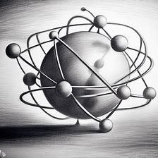 neil bohr's model of the atom as pencil drawing