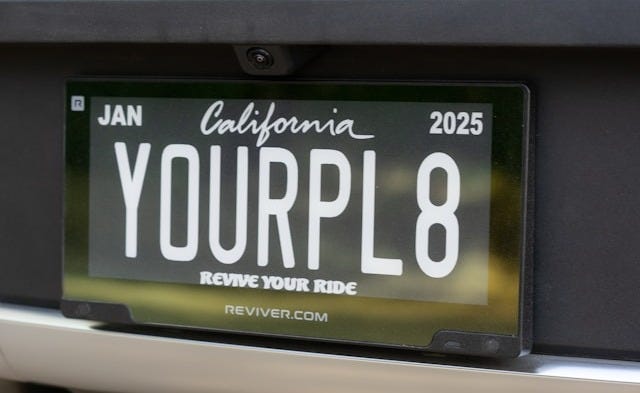 A photo of Reviver digital license plate for California. A photo of Reviver digital license plate for California.