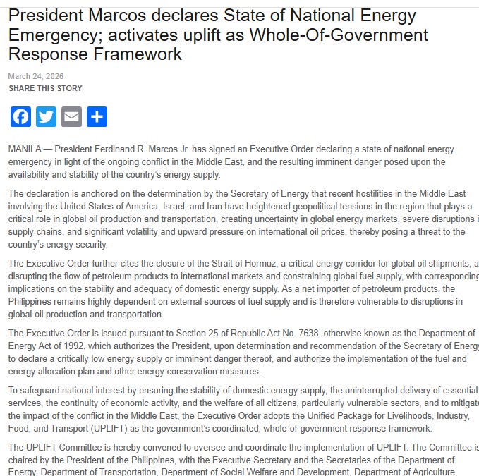 State of National Energy Emergency Declared in the Philippines Over ...