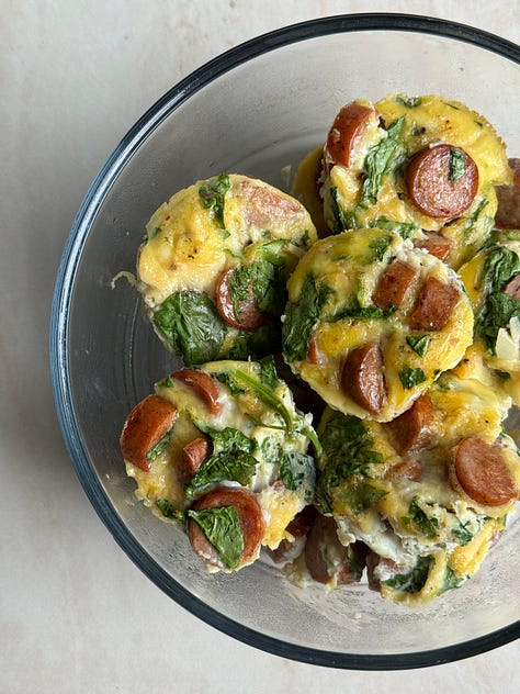 chicken wraps, egg bites, stir fry, peruvian chicken plates, cauliflower pizza, and smash tacos