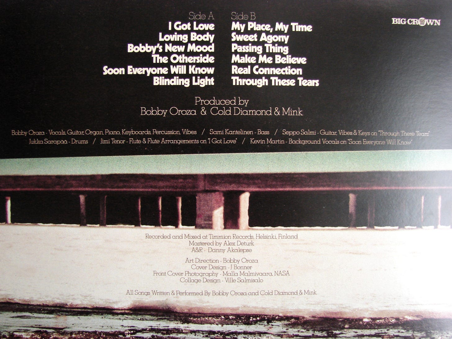 the back cover for Get on the Otherside by Bobby Oroza. the back cover for Get on the Otherside by Bobby Oroza.