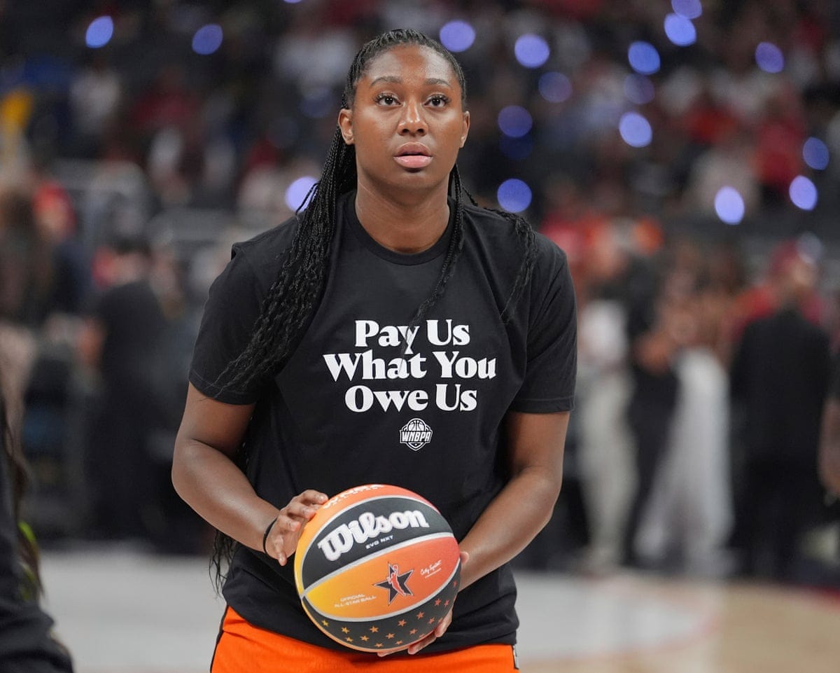 Pay us what you owe us': WNBA All-Stars make statement with warmup shirts |  WNBA | The Guardian