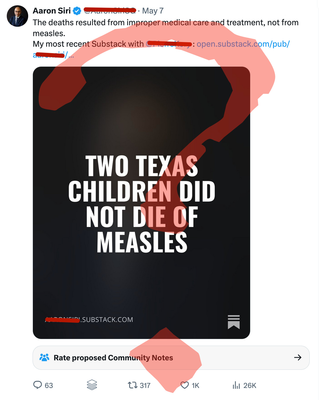Aaron Siri and Pierre Kory continue to push the idea that the two unvaccinated children in Texas didn’t die because they had measles. Aaron Siri and Pierre Kory continue to push the idea that the two unvaccinated children in Texas didn’t die because they had measles.