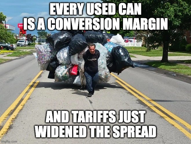 man carrying aluminum cans for recycling. the next pick at Beating The Tide portfolio man carrying aluminum cans for recycling. the next pick at Beating The Tide portfolio