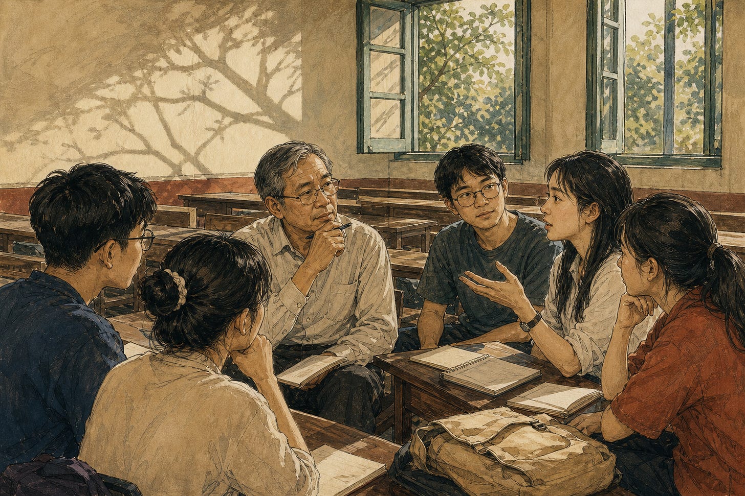 Một câu hỏi thật đôi khi có giá trị hơn một câu trả lời trơn tru. Minh họa tạo bằng AI.
