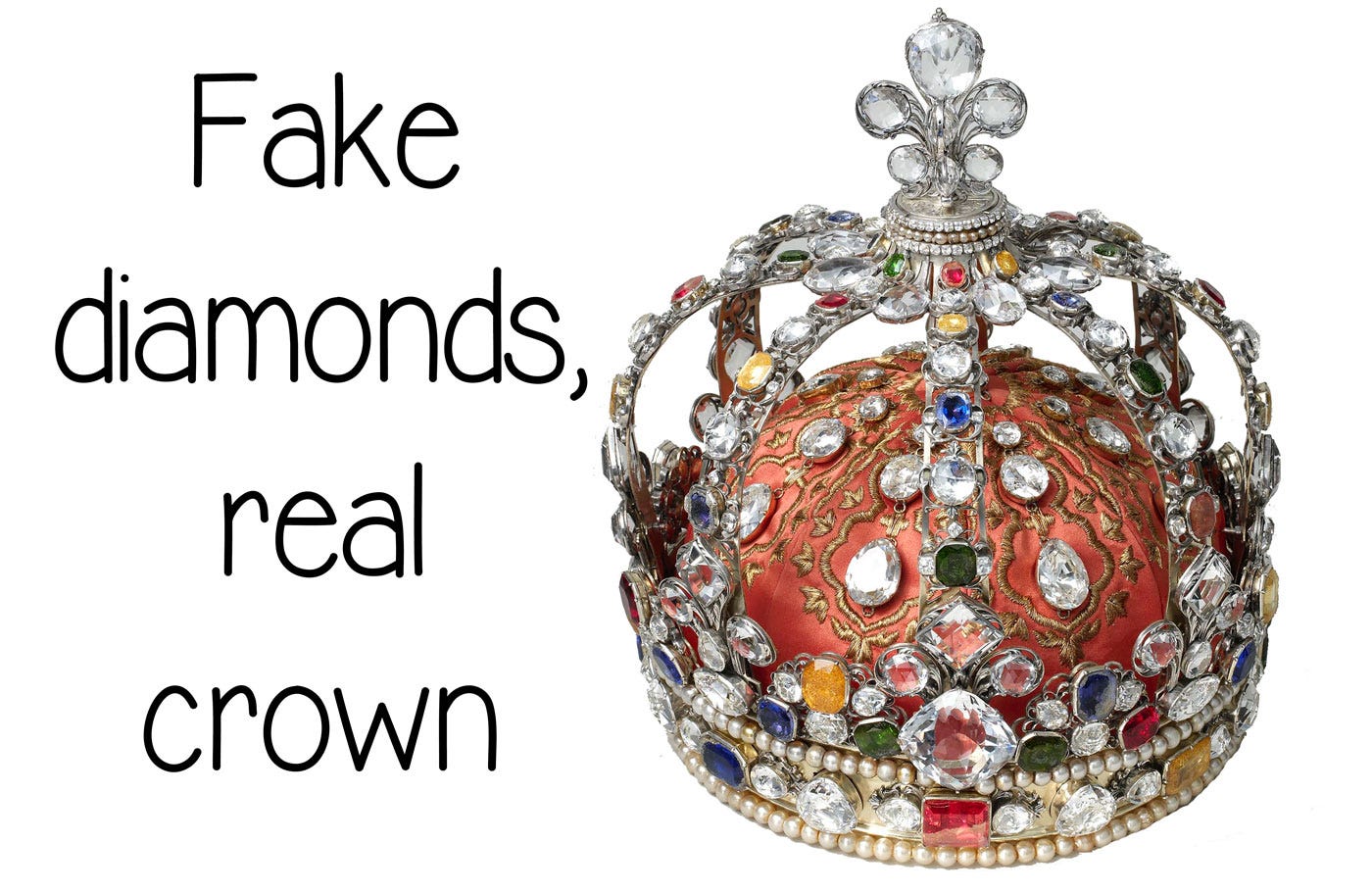 Fake diamonds, real crown, Louis XV crown Louvre