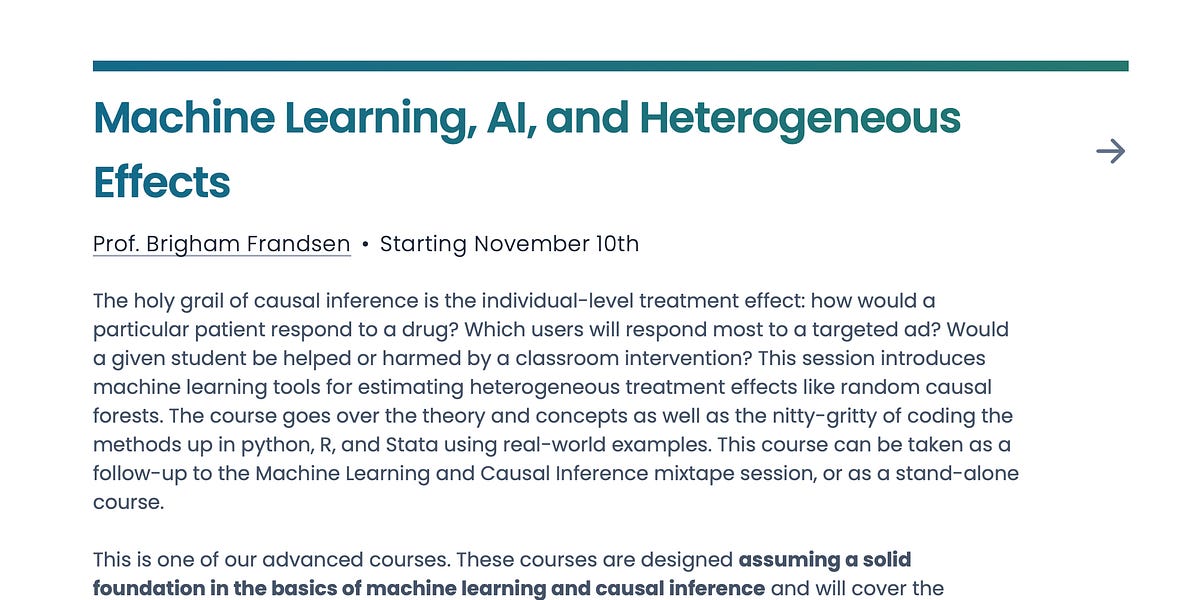 Machine Studying, Causal Inference and AI Workshop November 10 and 11 by Brigham Frandsen
