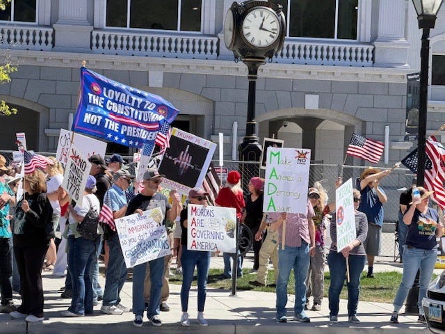 Protesters at NO KINGS Carson City rally, March 28th