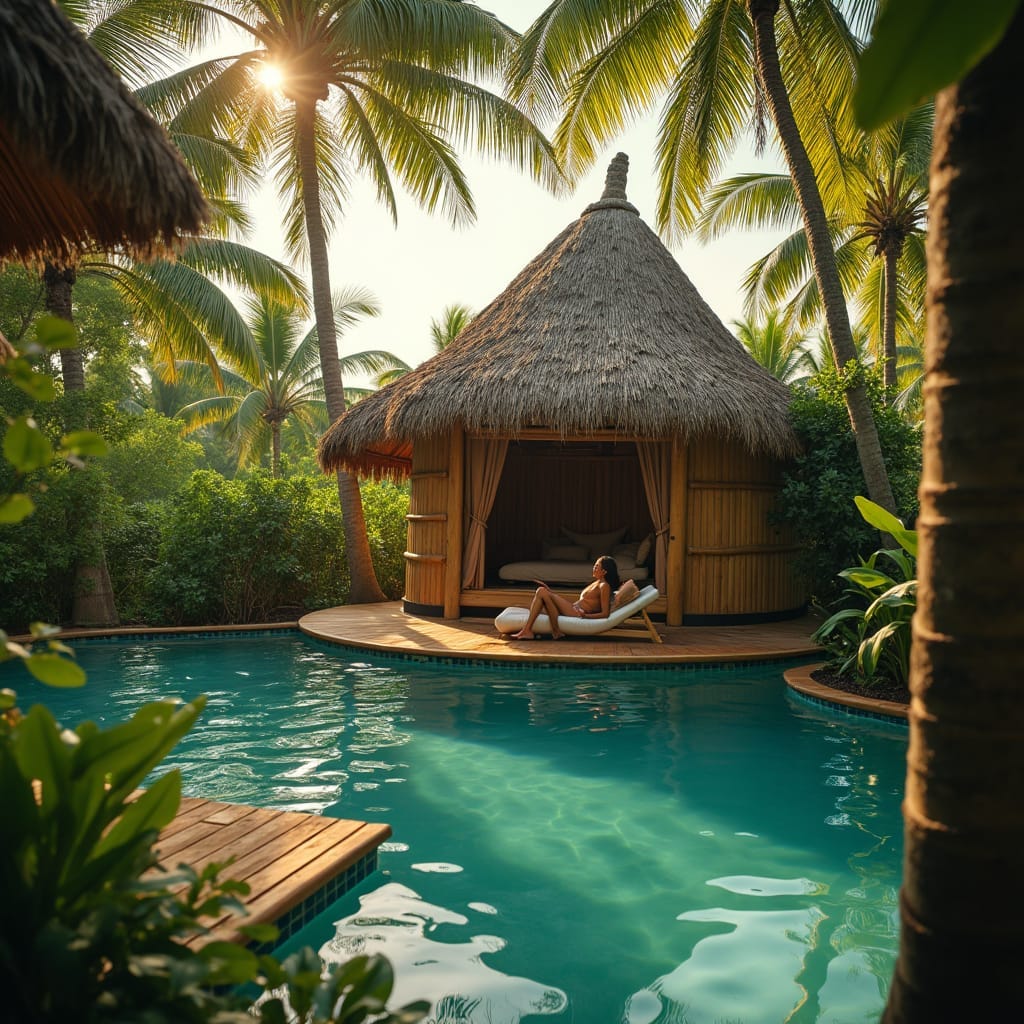 Mdoern Bamboo Glamping  with Swimming pool in Jamaica  