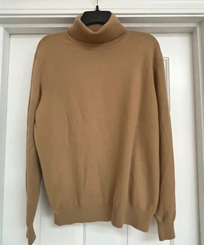 NEW Lands End Turtleneck Sweater  100% Cashmere  Beige Camel Women's Large - Picture 1 of 7