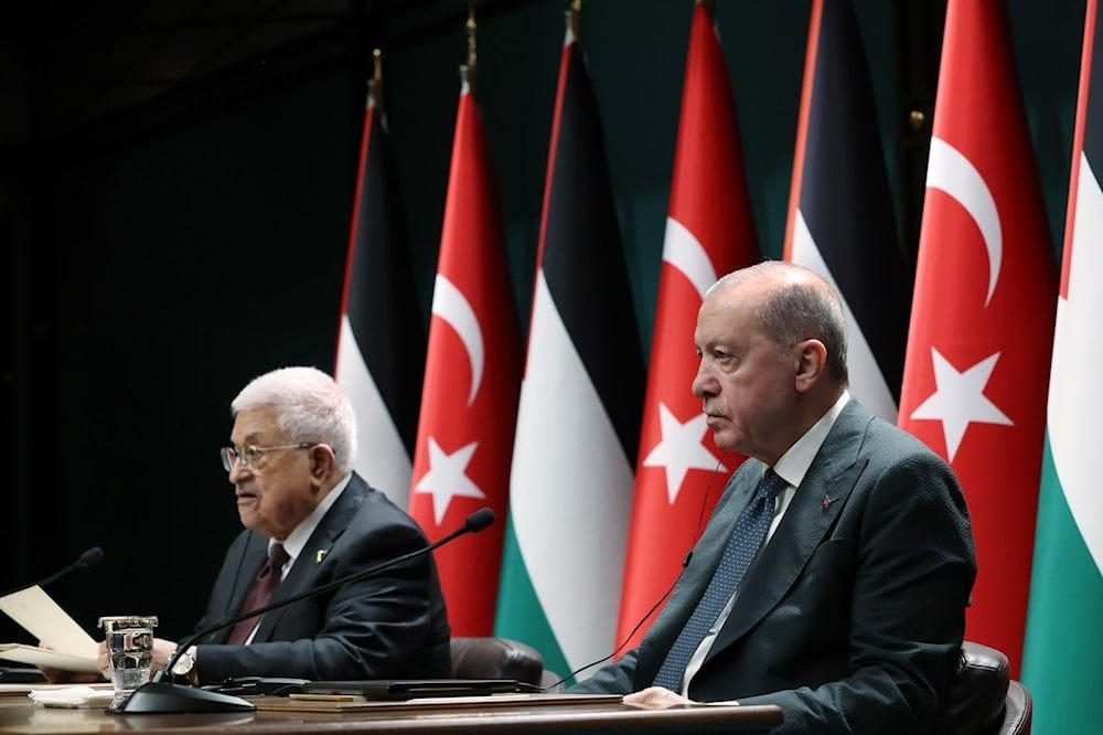 Turkish President Recep Tayyip Erdogan and Palestinian President Mahmoud Abbas attend a joint press conference in Ankara on August 12, 2026. (AK Party) Turkish President Recep Tayyip Erdogan and Palestinian President Mahmoud Abbas attend a joint press conference in Ankara on August 12, 2026. (AK Party)