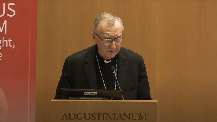 Cardinal Pietro Parolin at the event launching the 2025 Religious Freedom Report by Aid to the Church in Need 