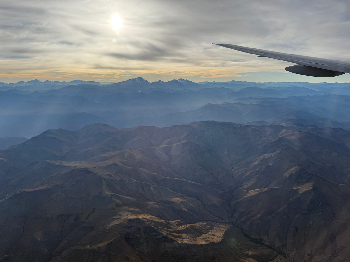 View of Andes from airplane.