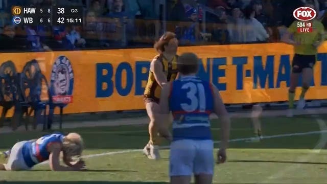 Jai Newcombe has no time for Weightman's attempt to tackle him. : r/AFL