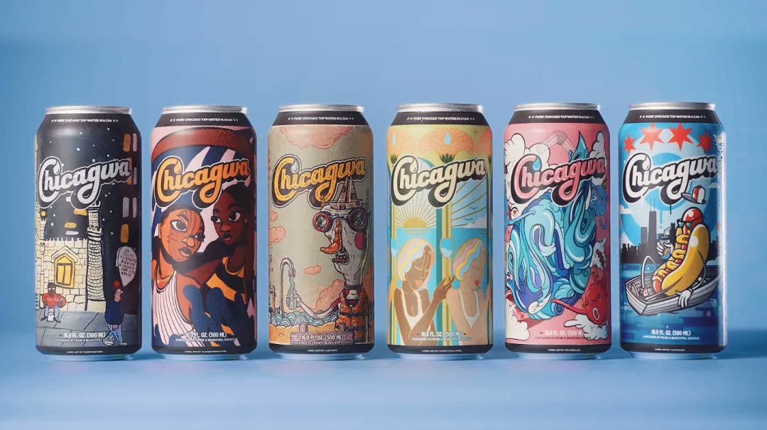 Water cans branded Chicagwa