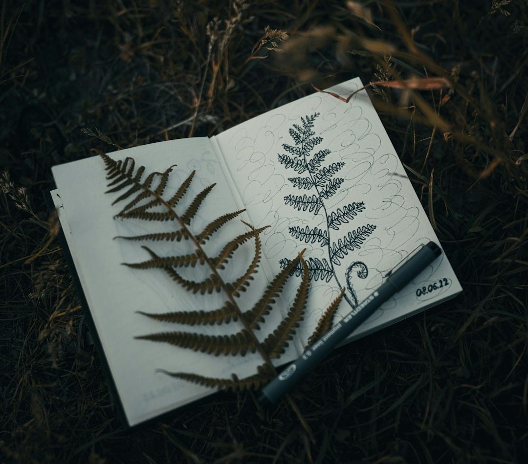a paper with a leaf on it