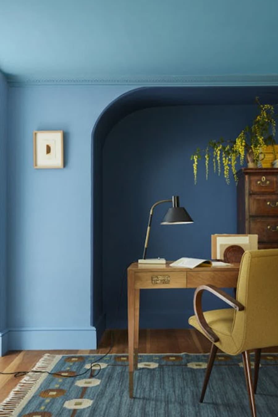 double drenched home office in tones of blue double drenched home office in tones of blue