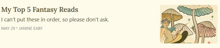 My Top 5 Fantasy Reads.