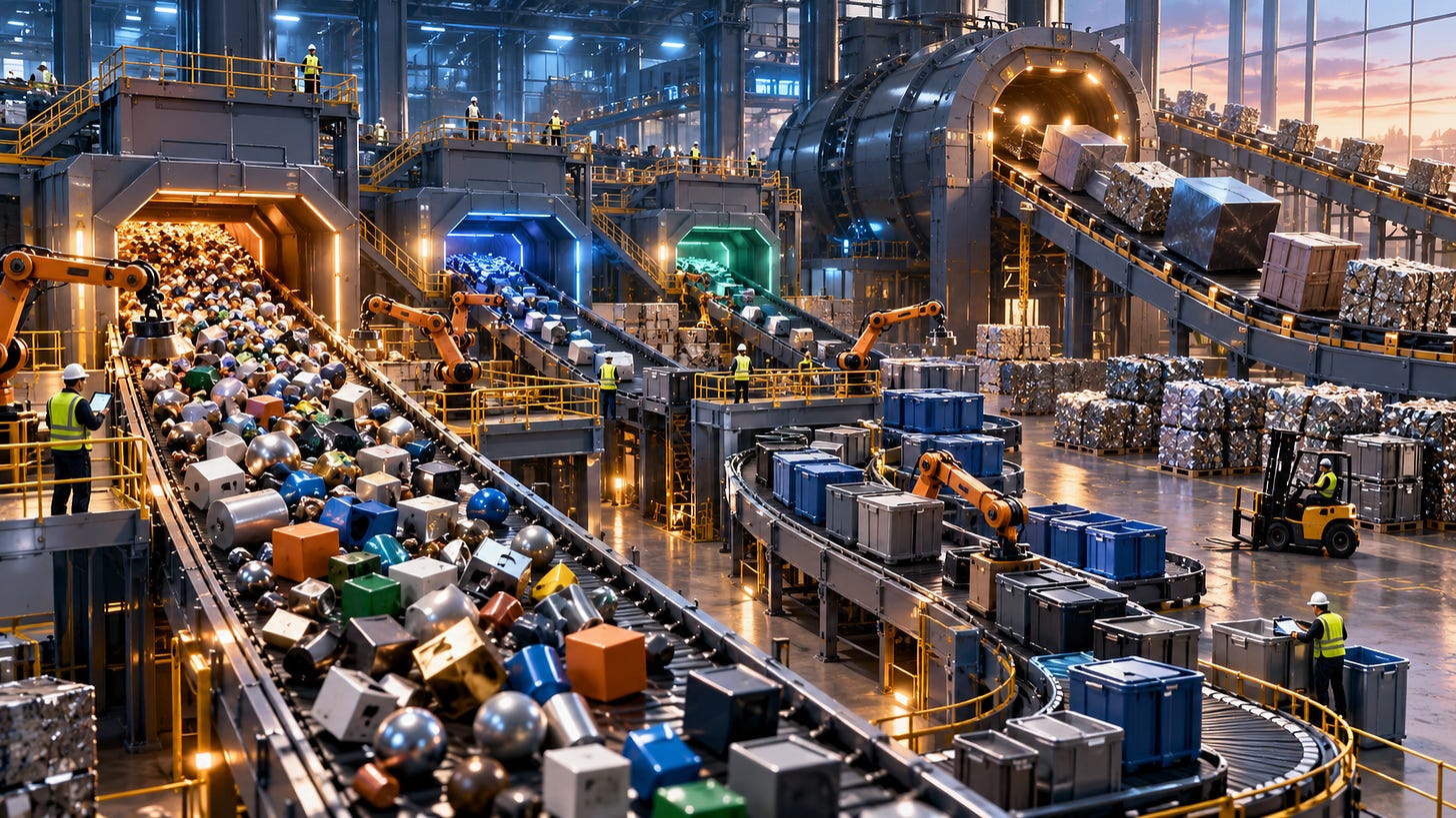 Giant recycling facility sorts and reuses materials, symbolizing GC, allocations, LOH, and pooling. Giant recycling facility sorts and reuses materials, symbolizing GC, allocations, LOH, and pooling.