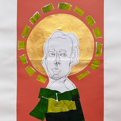 mixed media portraits with halos