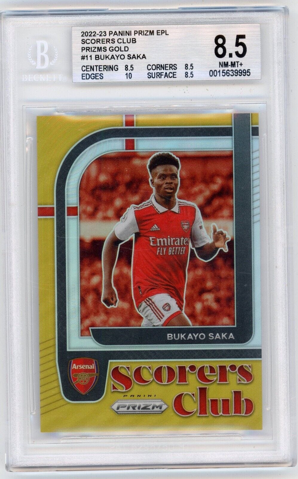 2022-23 Panini Prizm EPL Scorers Club #11 BUKAYO SAKA Gold Prizm /10 BGS 8.5 - Picture 1 of 2