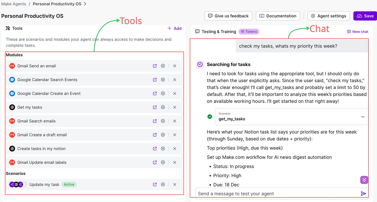 Make.com AI agent configuration