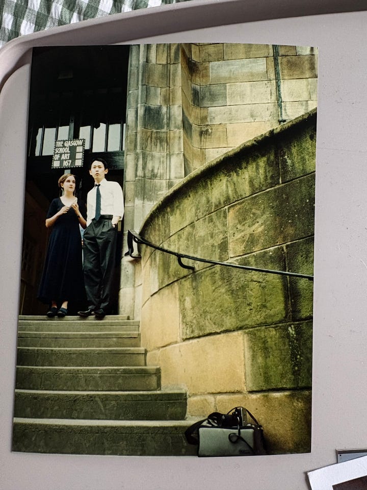 Two art students standing on GSA steps Helen Stephens