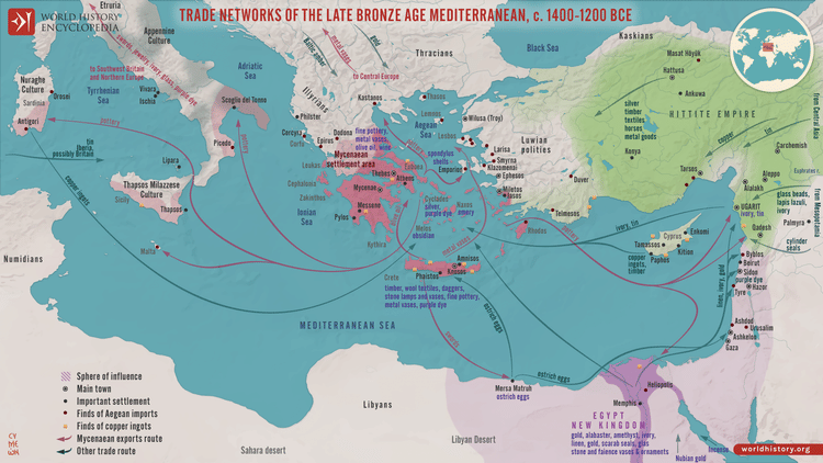 Map of Trade Networks of the Late Bronze Age Mediterranean Map of Trade Networks of the Late Bronze Age Mediterranean