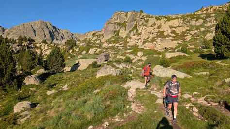 Views and lakes after descending Collada dels Pessons 
