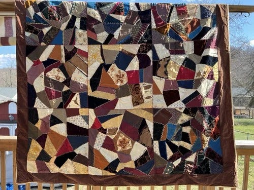 Antique 1950 Crazy Quilt Silk Velvet Needlework Patchwork Handmade Quilt 75”x75” - Picture 1 of 8 Antique 1950 Crazy Quilt Silk Velvet Needlework Patchwork Handmade Quilt 75”x75” - Picture 1 of 8