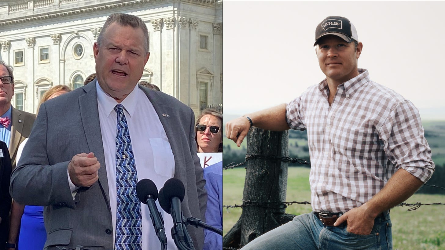Democratic U.S. Sen. Jon Tester and Republican Senate candidate Tim Sheehy. (Photos viaJennifer Shutt, States Newsroom and Sheehy campaign) Democratic U.S. Sen. Jon Tester and Republican Senate candidate Tim Sheehy. (Photos viaJennifer Shutt, States Newsroom and Sheehy campaign)